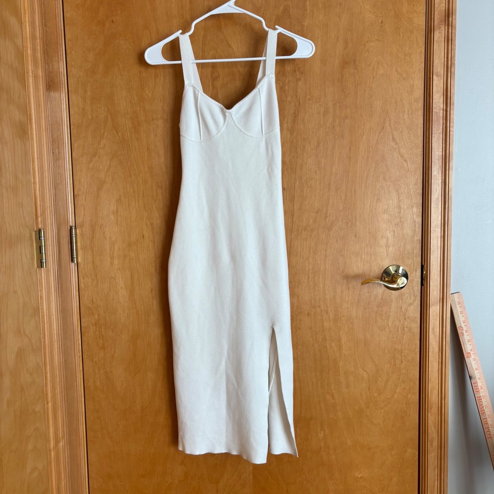 Abercrombie & Fitch Womens White Bodycon Midi Dress Sleeveless‎ Slit Size XSP